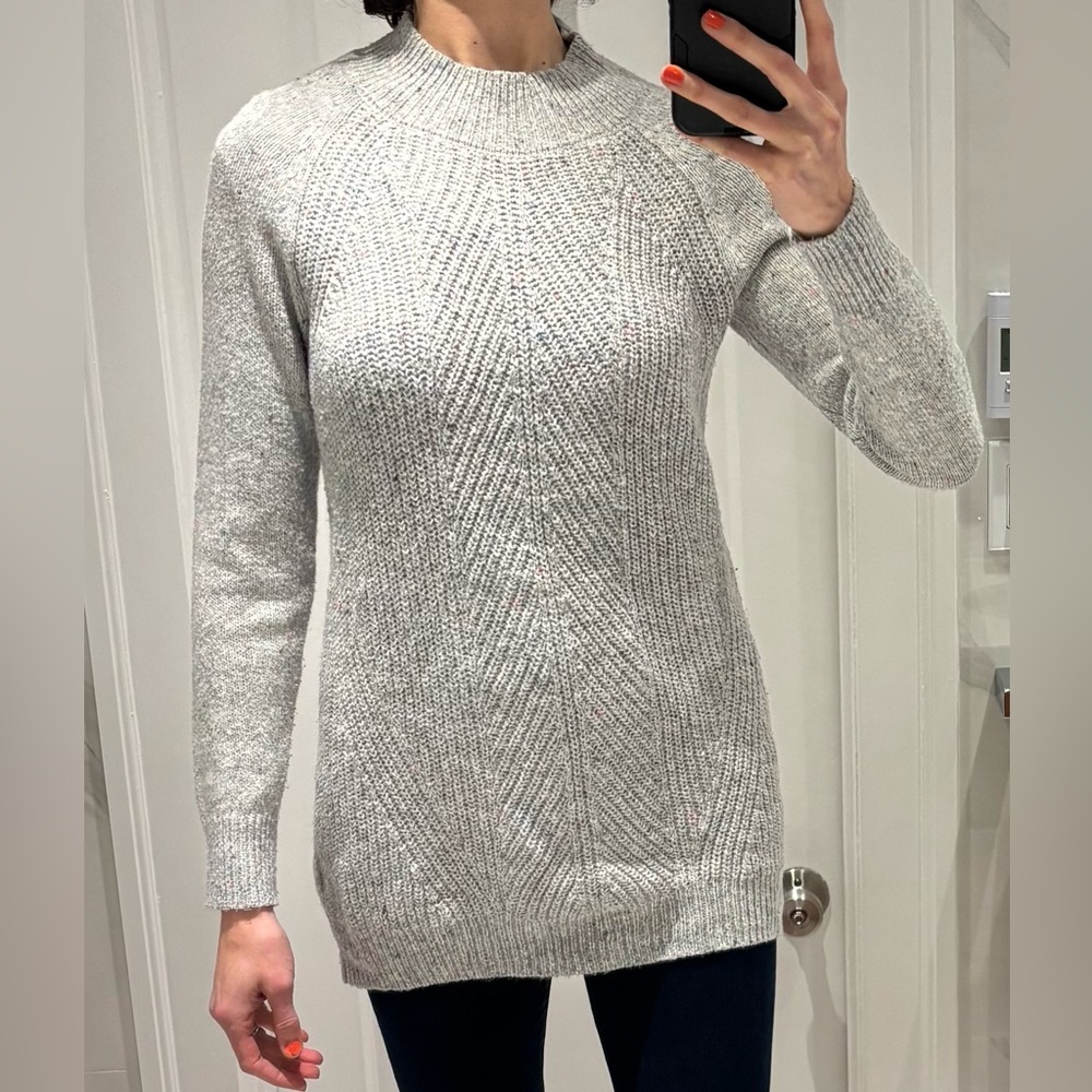 Thyme Maternity Gray Cowl Turtleneck Sweater with Textured Knit